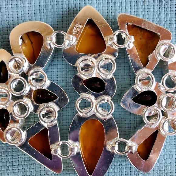 New Mookaite & Citrine 925 Silver Statement Bracelet. - Picture 11 of 13